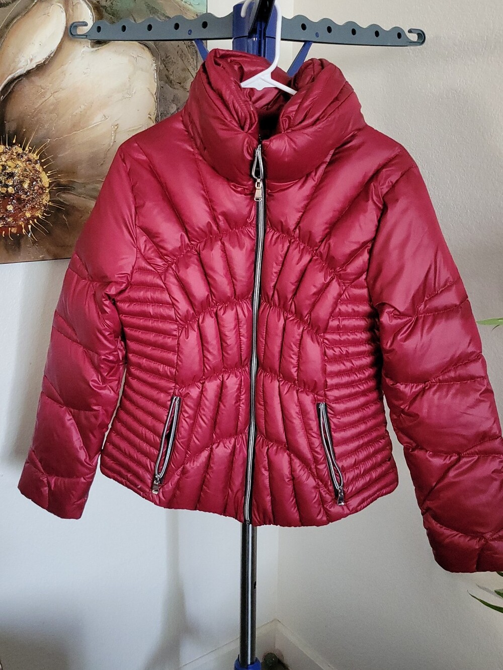 Black Rivet Down and Feather Quilted Puffer Jacket Size L